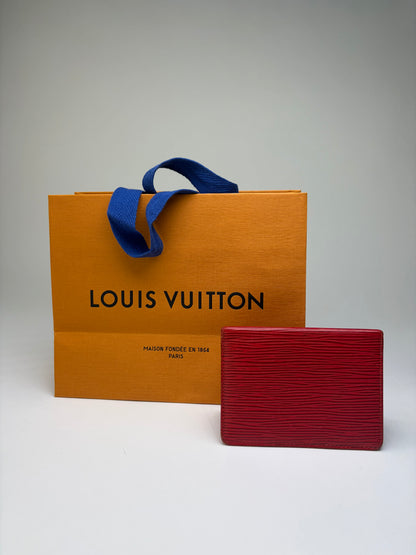 Vintage Louis Vuitton Epi Leather Card Holder 2002 Red