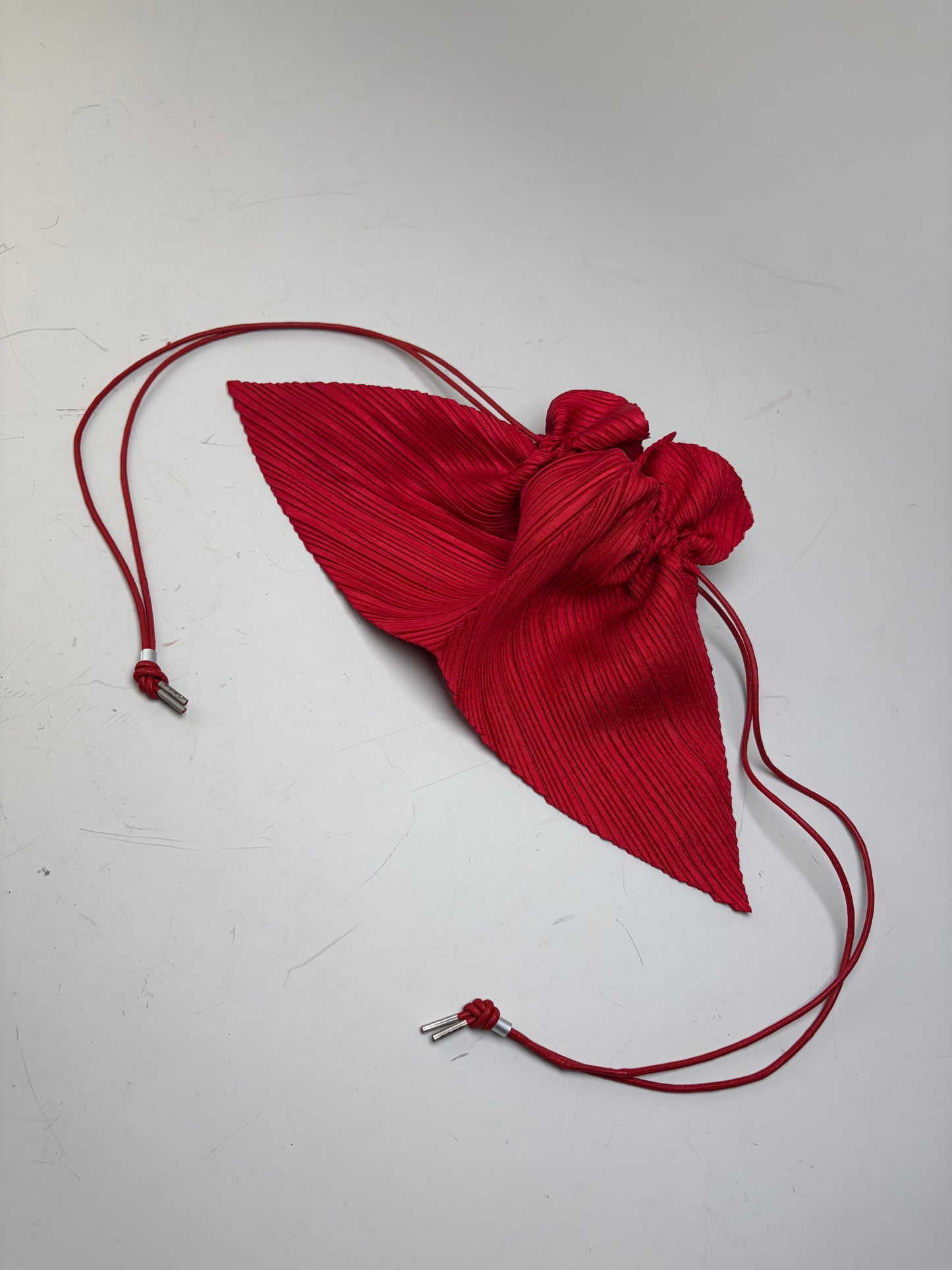 Vintage Issey Miyake Pleated Synthetic Pouch Red