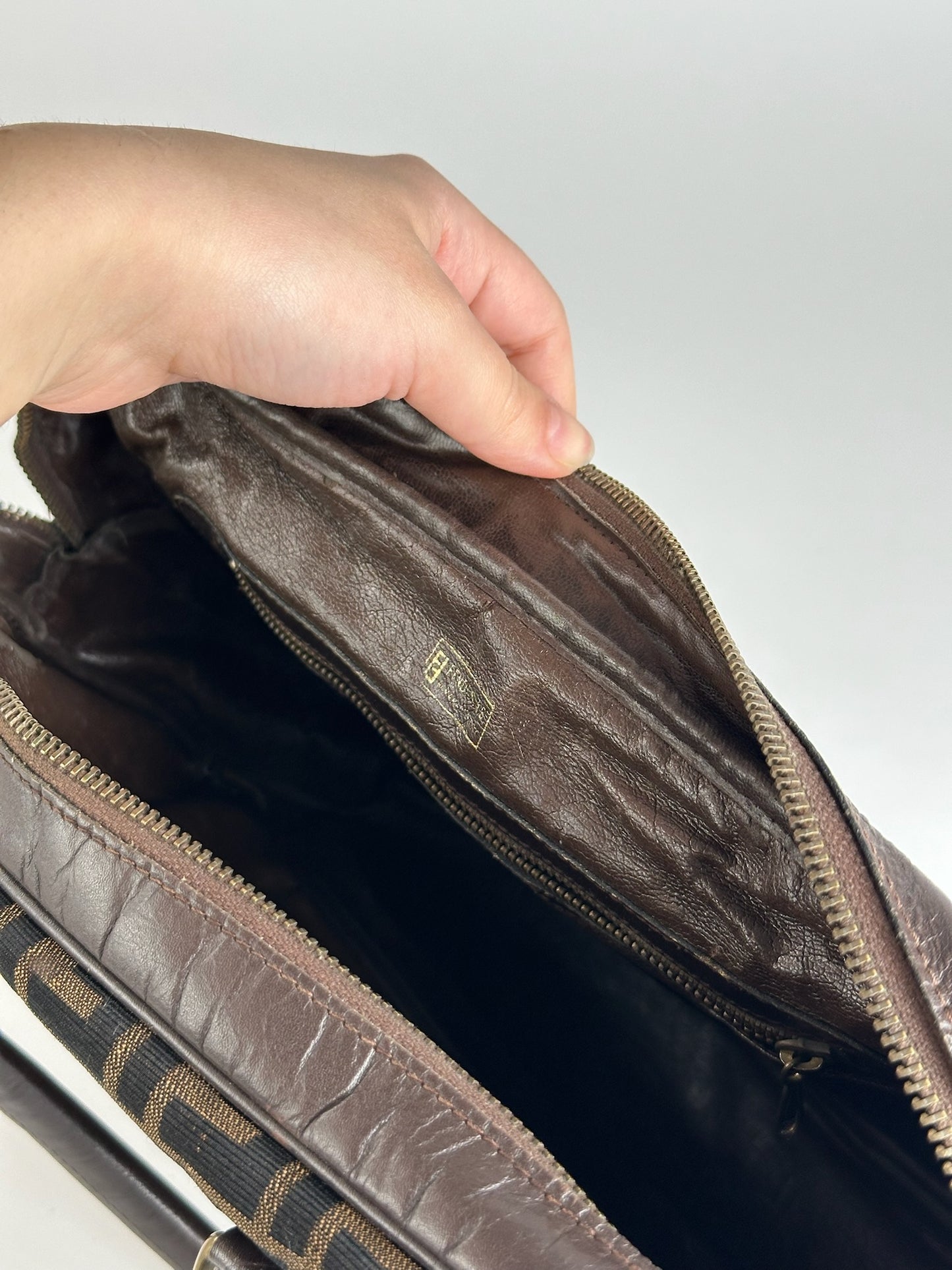 Vintage Fendi Roma Monogram mini Boston bag brown