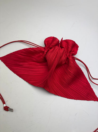 Vintage Issey Miyake Pleated Synthetic Pouch Red