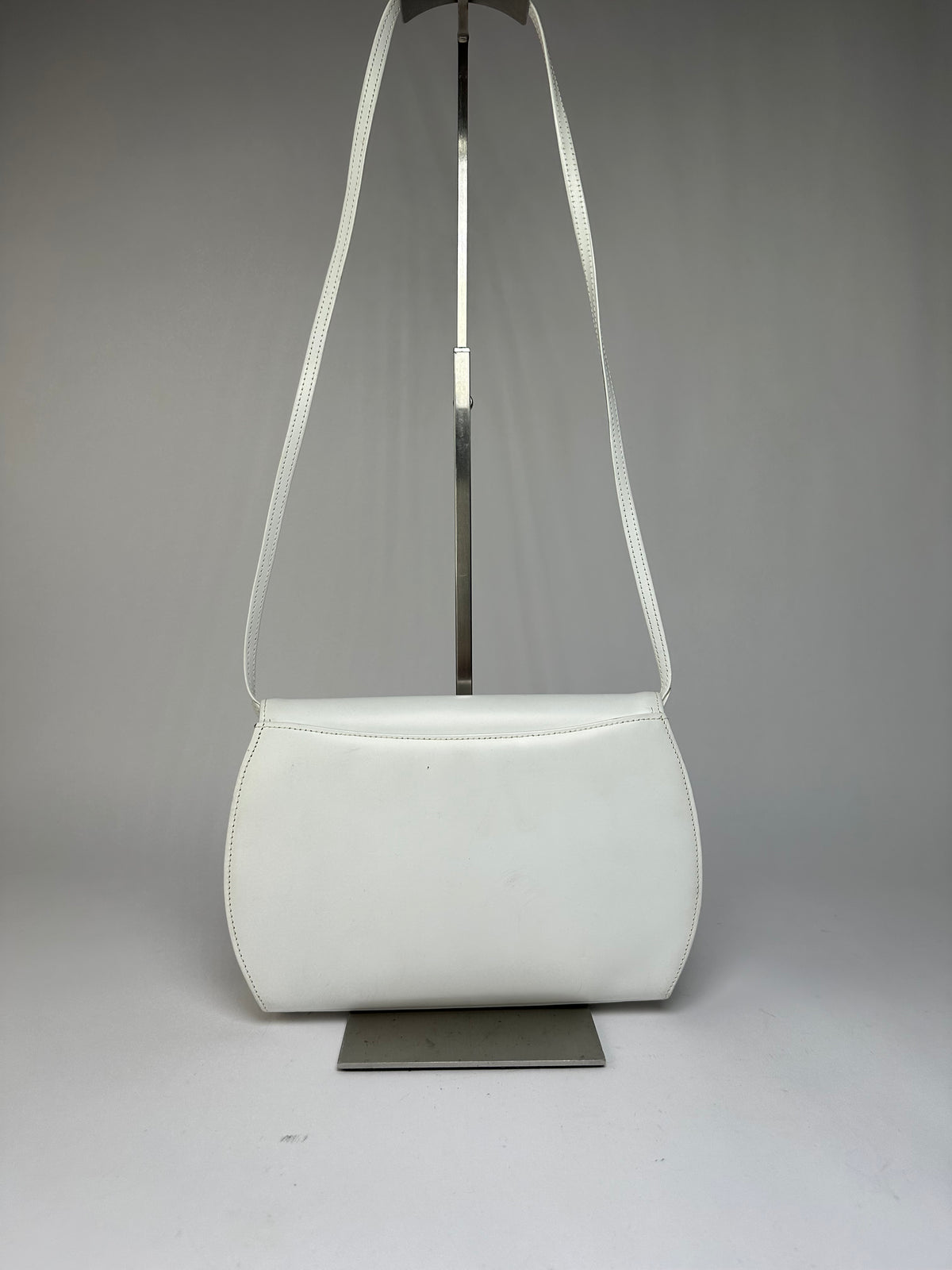 Vintage Givenchy Leather Flap Crossbody Bag Late 1970s White
