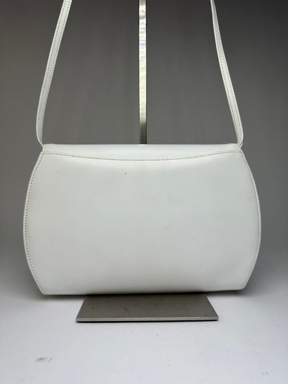 Vintage Givenchy Leather Flap Crossbody Bag Late 1970s White