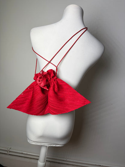 Vintage Issey Miyake Pleated Synthetic Pouch Red