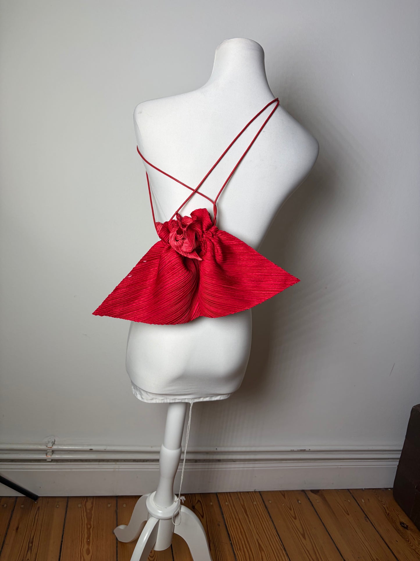 Vintage Issey Miyake Pleated Synthetic Pouch Red