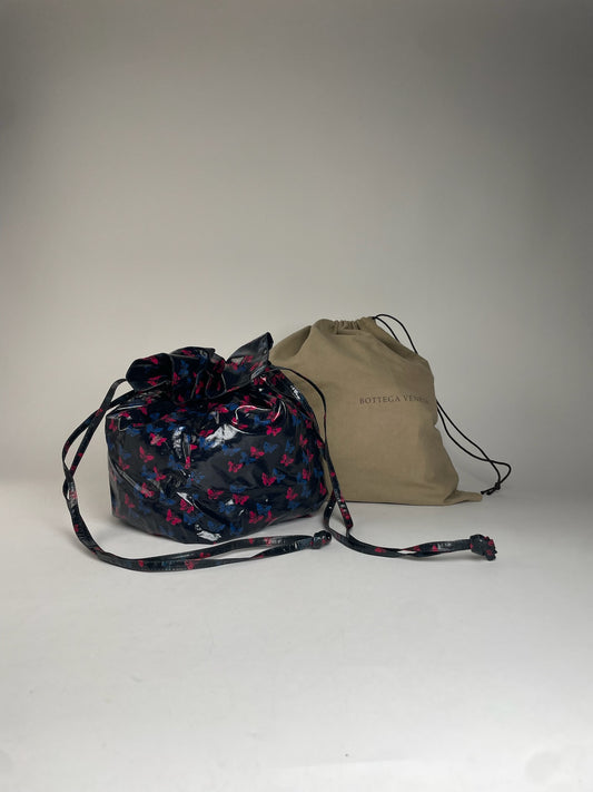 Vintage Emilio Pucci Patent Leather Butterfly Monogram Bah Black Blue Purple