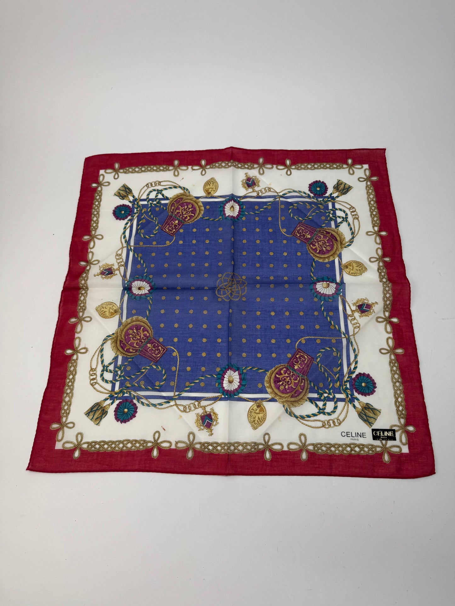 Vintage Celine Scarf Blue Red