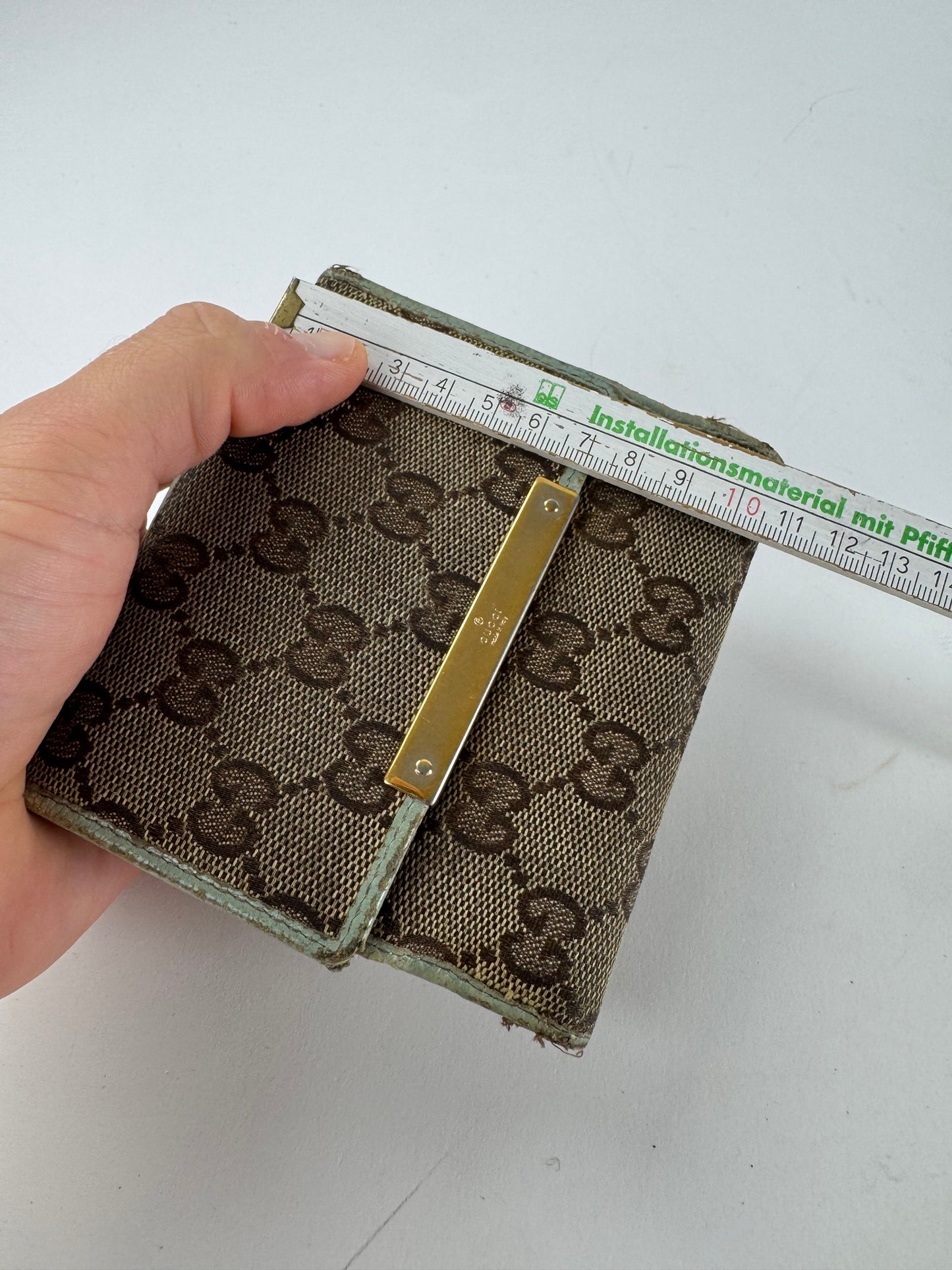 Vintage Gucci monogram wallet brown turquoise