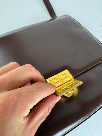 Sac vintage Givenchy 4G en cuir verni marron