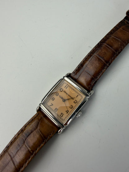 Vintage Emporio Armani Stainless Steel Leather Strap Watch Cream Brown