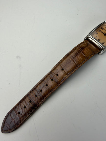 Vintage Emporio Armani Stainless Steel Leather Strap Watch Cream Brown