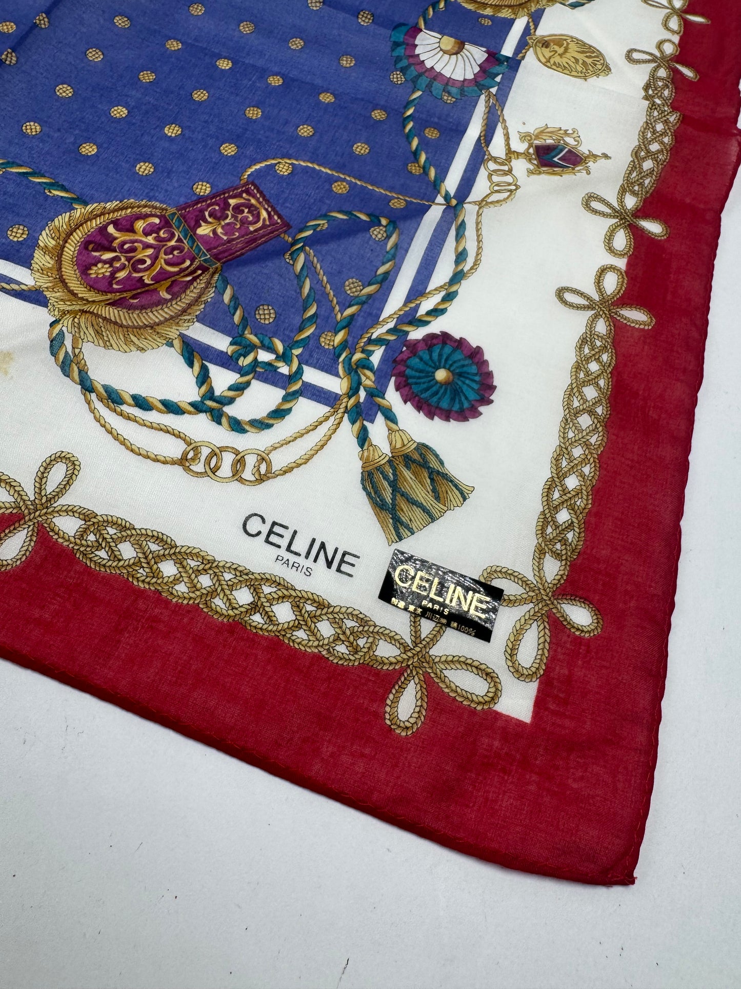 Vintage Celine Scarf Blue Red