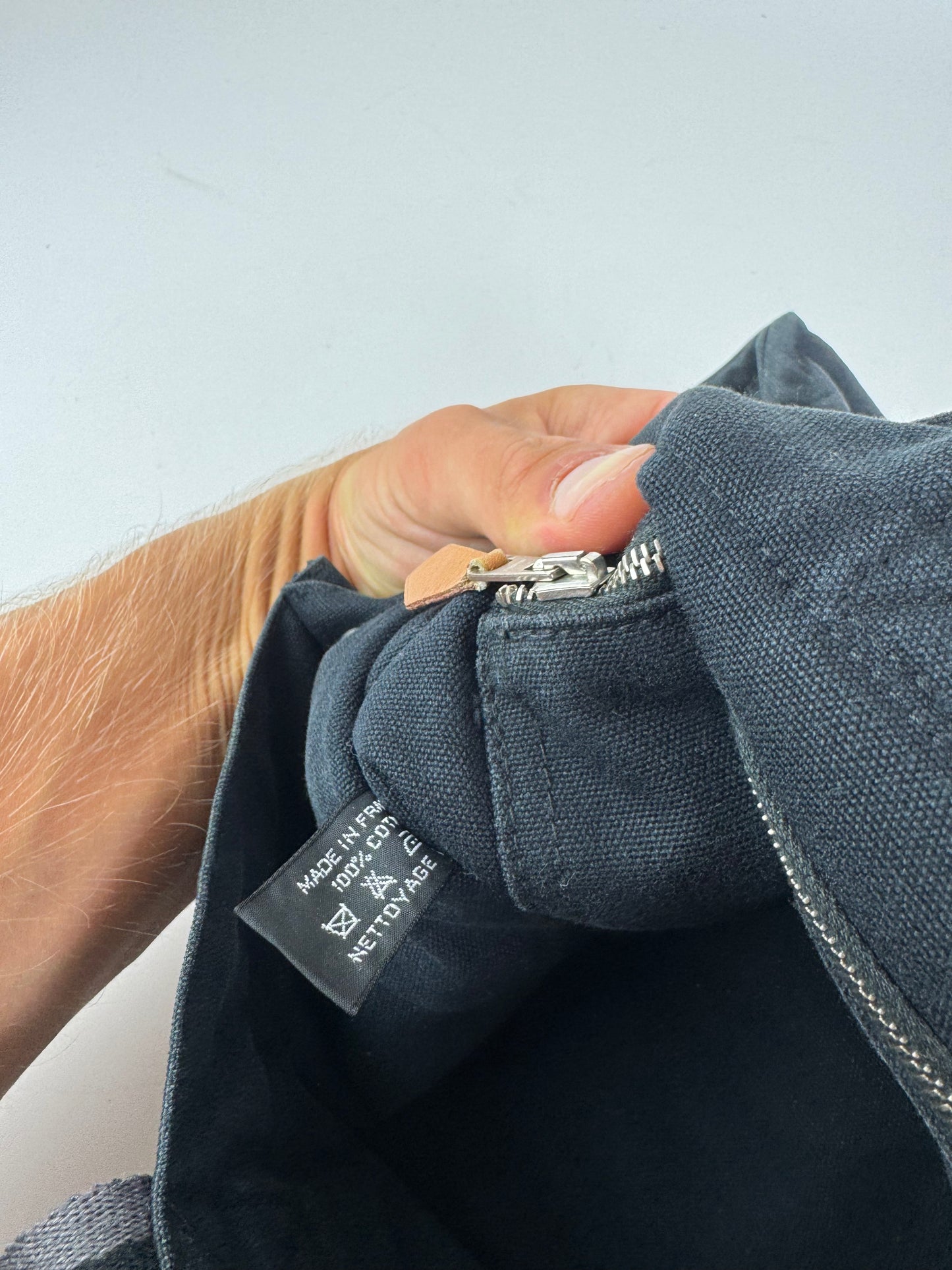 Sac cabas vintage Hermès en toile noire