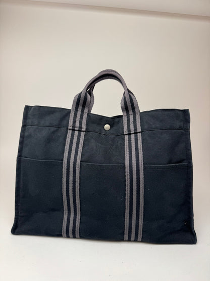 Sac cabas vintage Hermès en toile noire