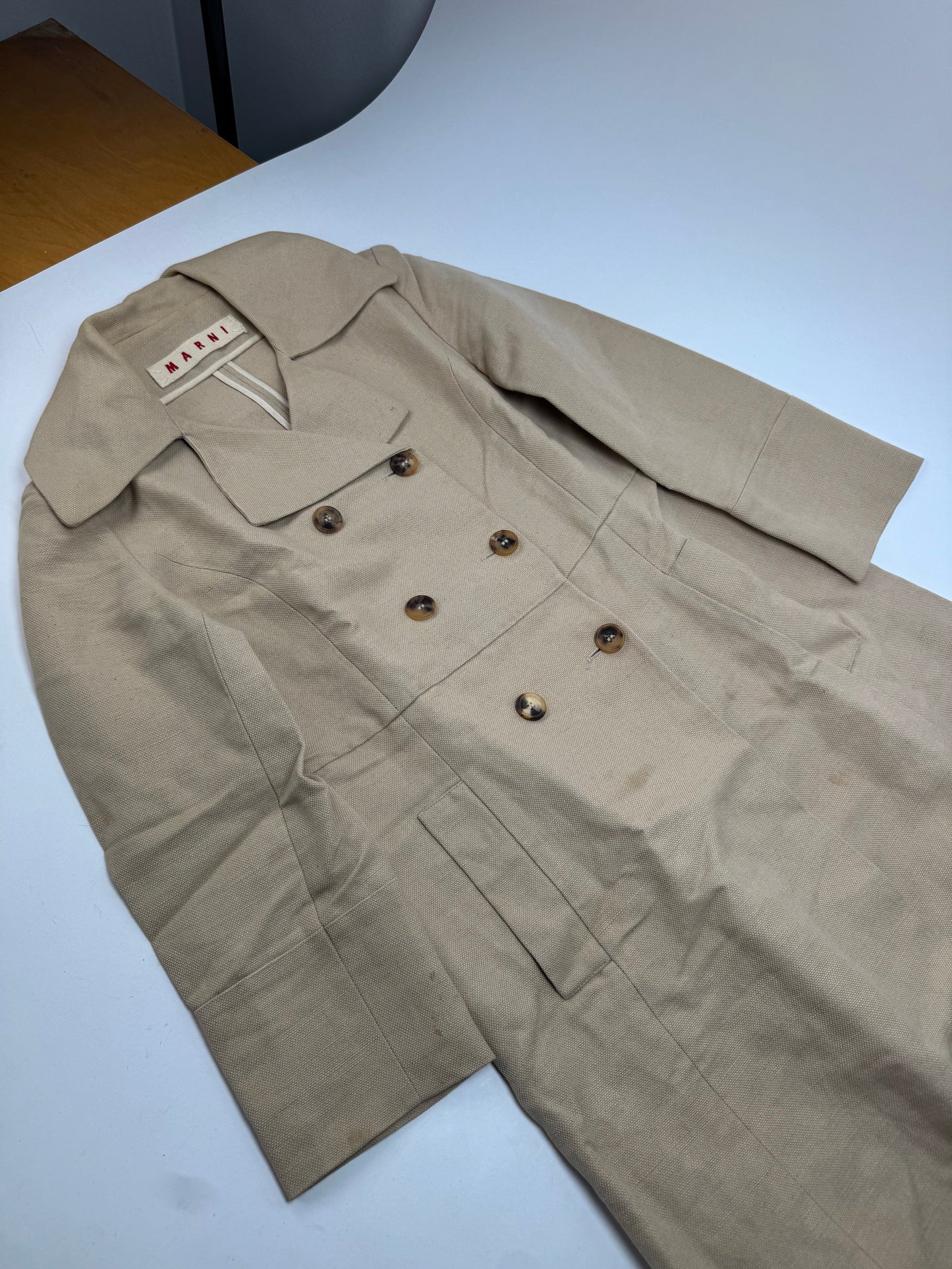 Vintage Marni Linen Trenchcoat Beige L