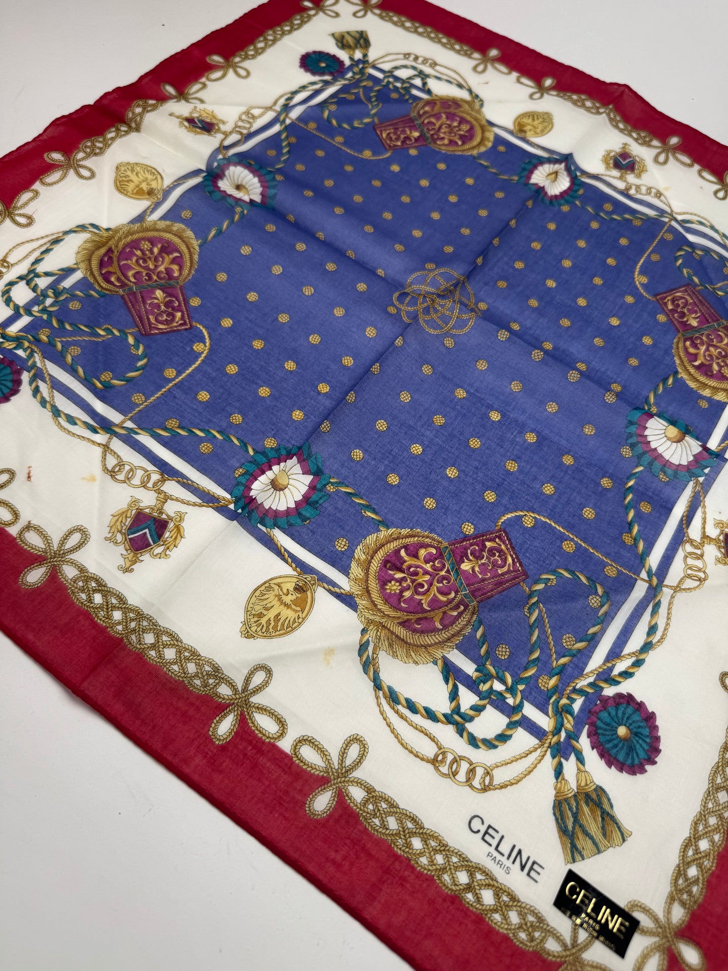 Vintage Celine Scarf Blue Red