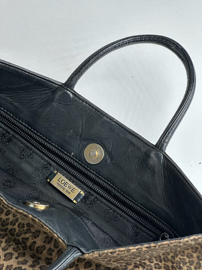 Sac vintage Loewe Madrid Leopard noir marron