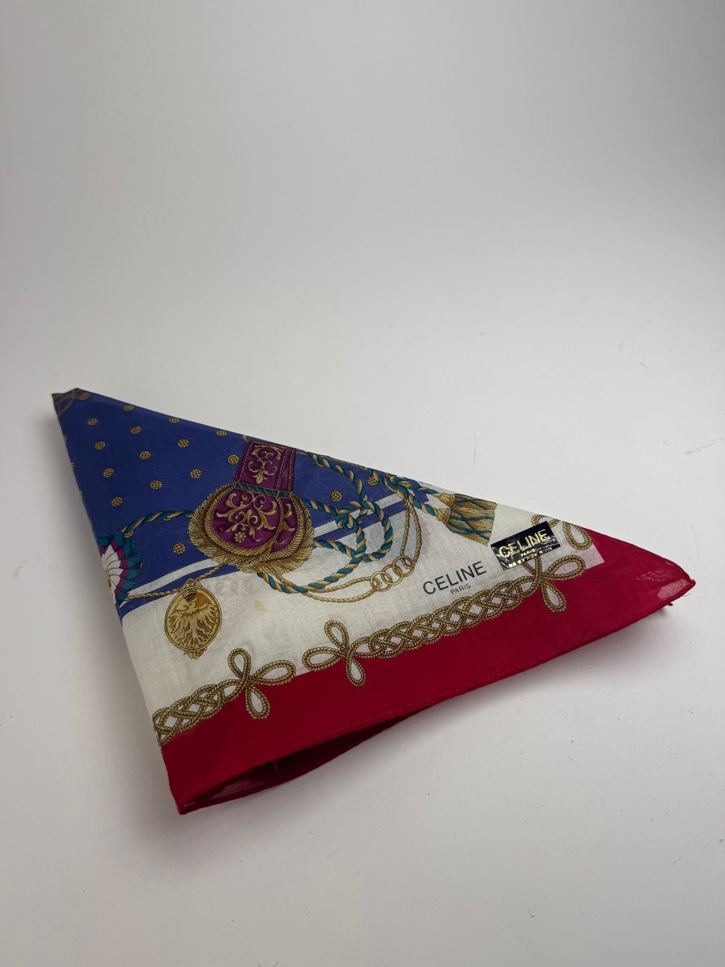 Vintage Celine Scarf Blue Red