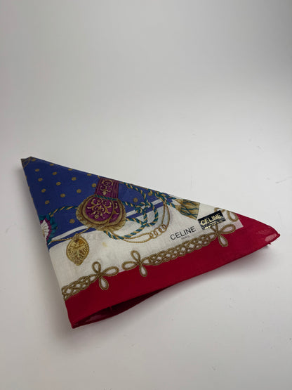 Vintage Celine Scarf Blue Red