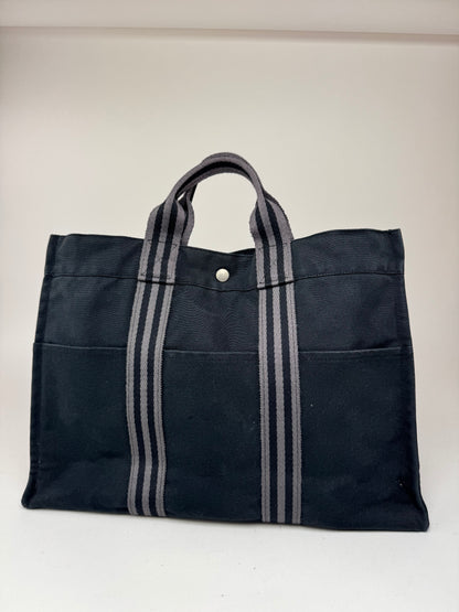 Sac cabas vintage Hermès en toile noire