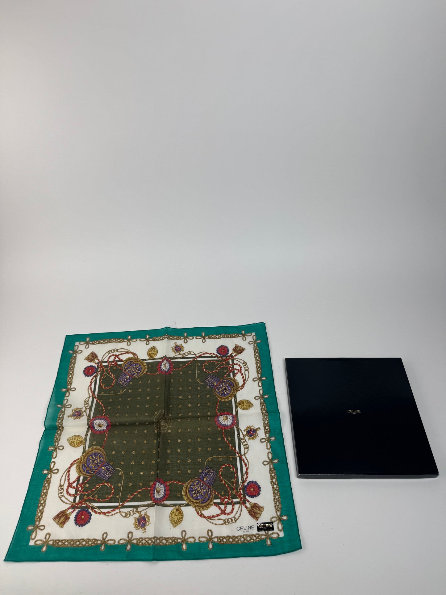 Vintage Celine Scarf Green White