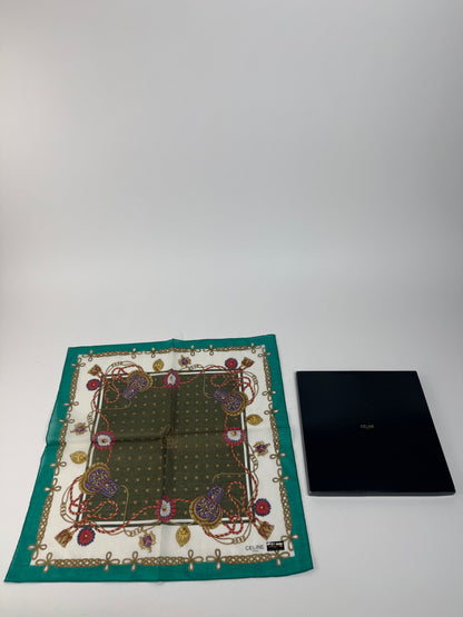 Vintage Celine Scarf Green White