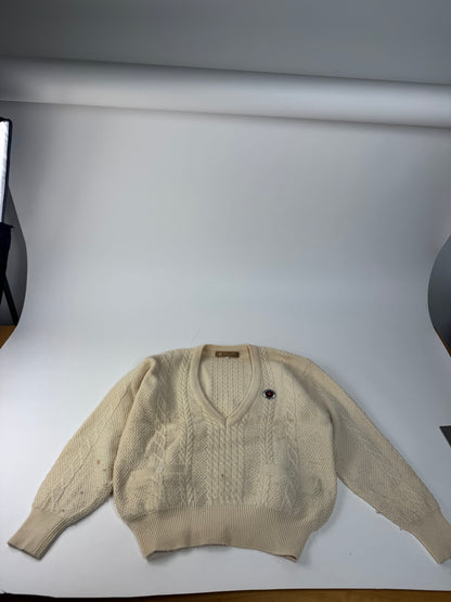 Vintage Dior Wool V-Neck Sweater Beige M