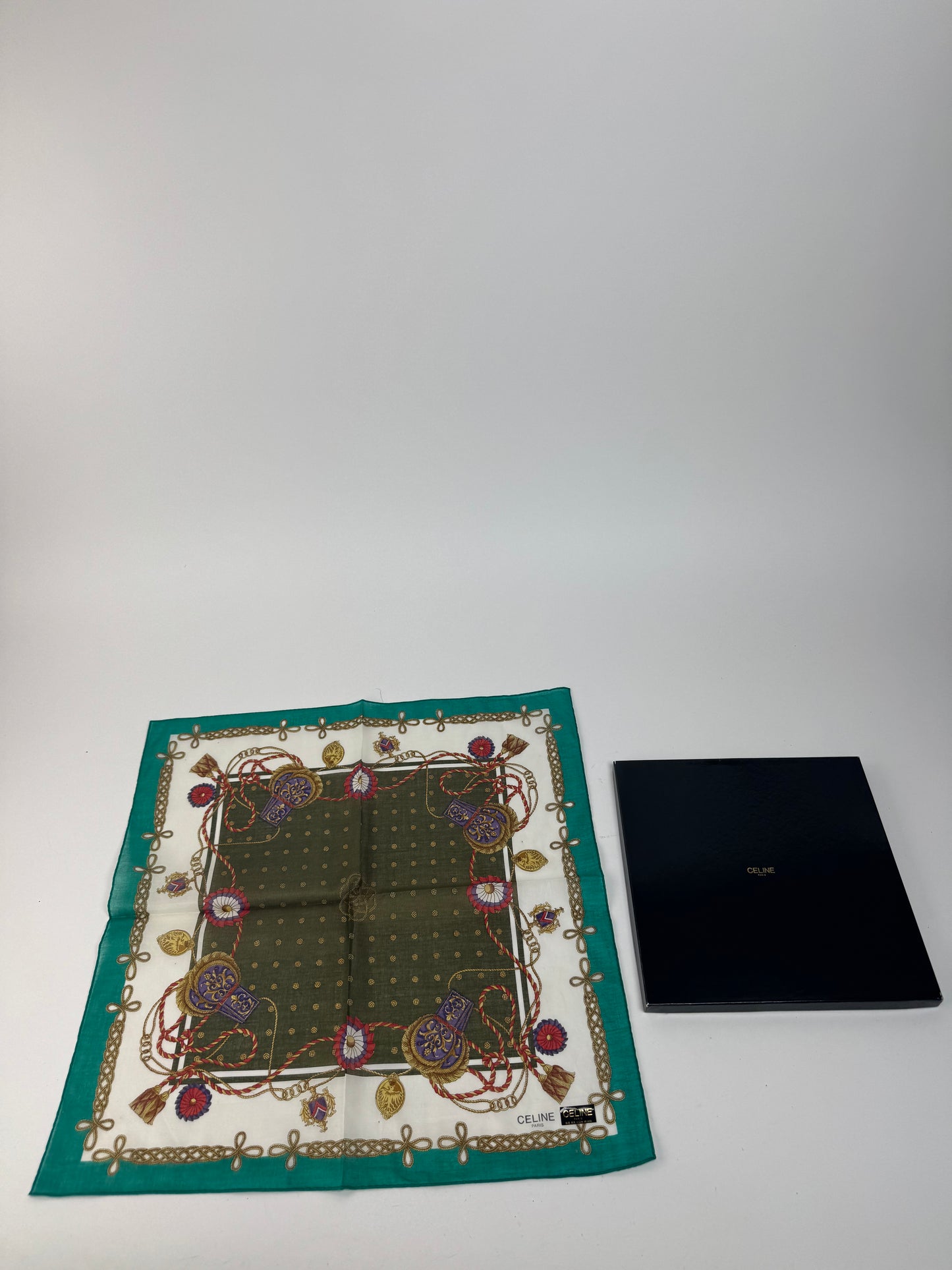 Vintage Celine Scarf Green White