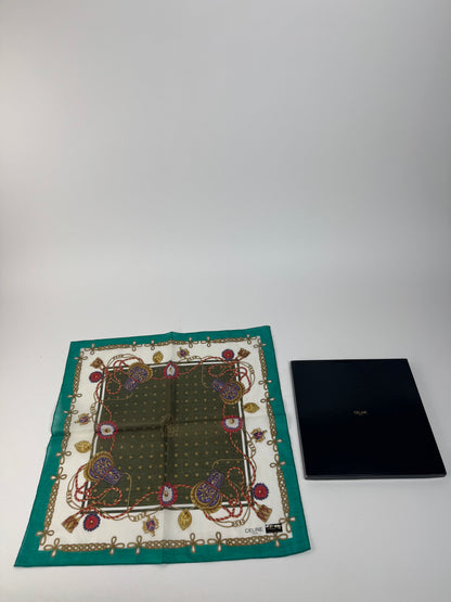 Vintage Celine Scarf Green White