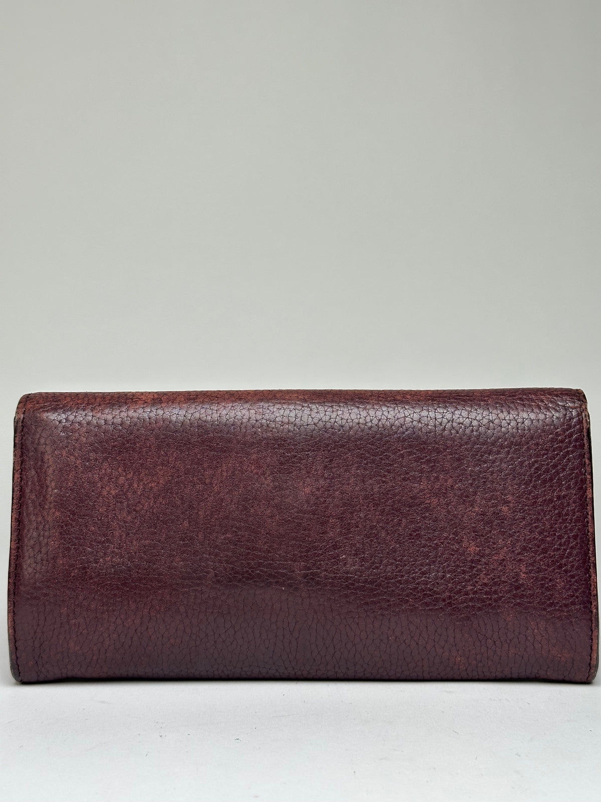 Vintage Ferragamo Gancini Pebbled Leather Bifold Wallet Late 1990s Burgundy