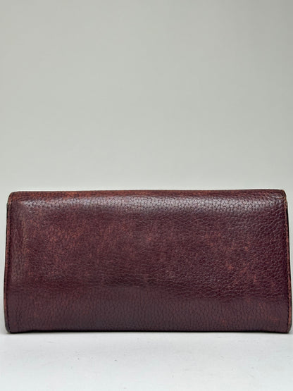Vintage Ferragamo Gancini Pebbled Leather Bifold Wallet Late 1990s Burgundy