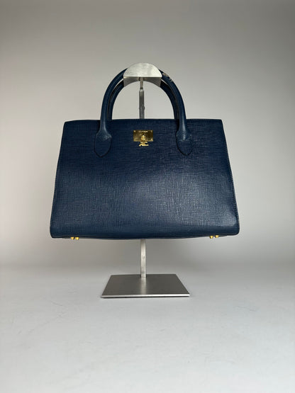 Vintage Courreges Leather Handbag Blue