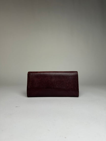 Vintage Ferragamo Gancini Pebbled Leather Bifold Wallet Late 1990s Burgundy