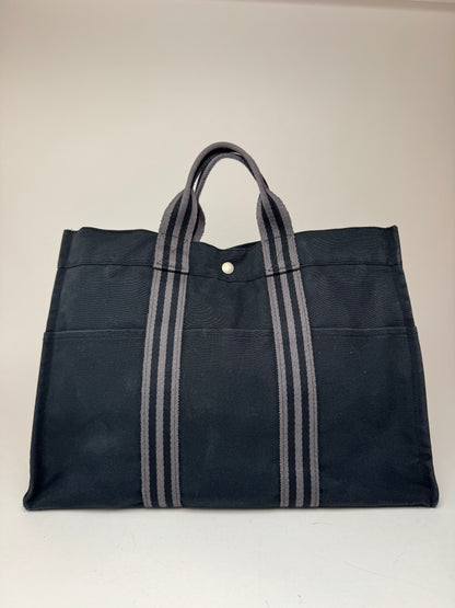 Sac cabas vintage Hermès en toile noire