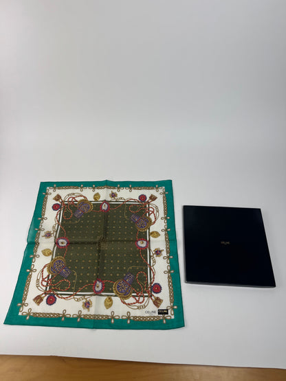 Vintage Celine Scarf Green White