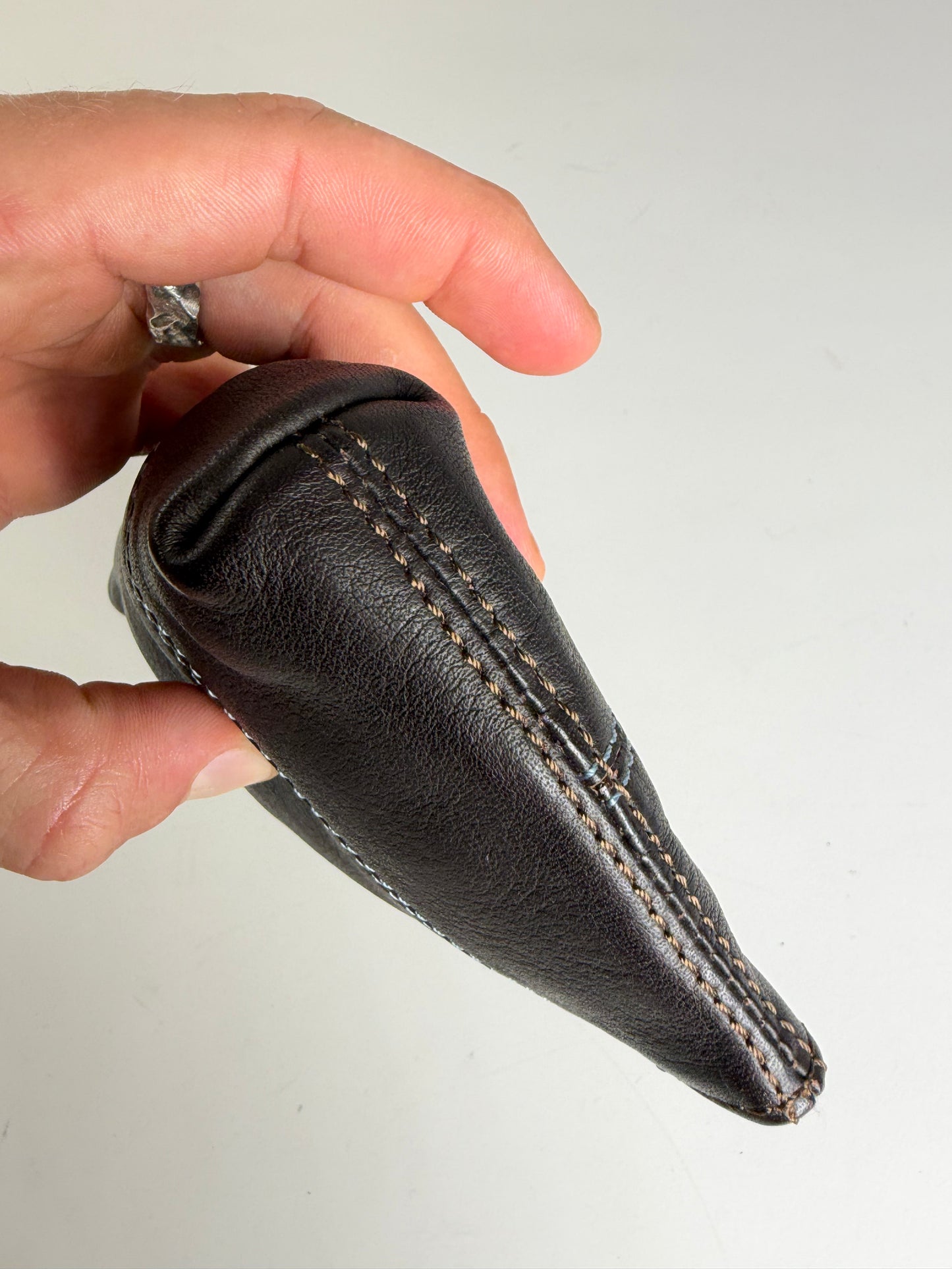 Vintage Celine Textured Leather Zip Pouch Black Silver