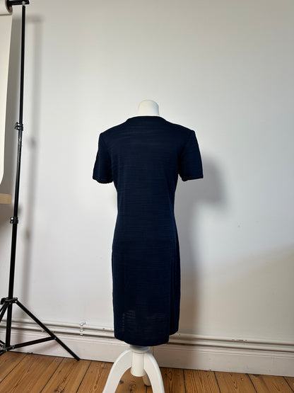 Vintage Yves Saint Laurent Cotton Blend Dress Navy M