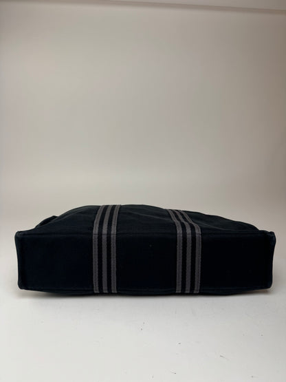 Sac cabas vintage Hermès en toile noire