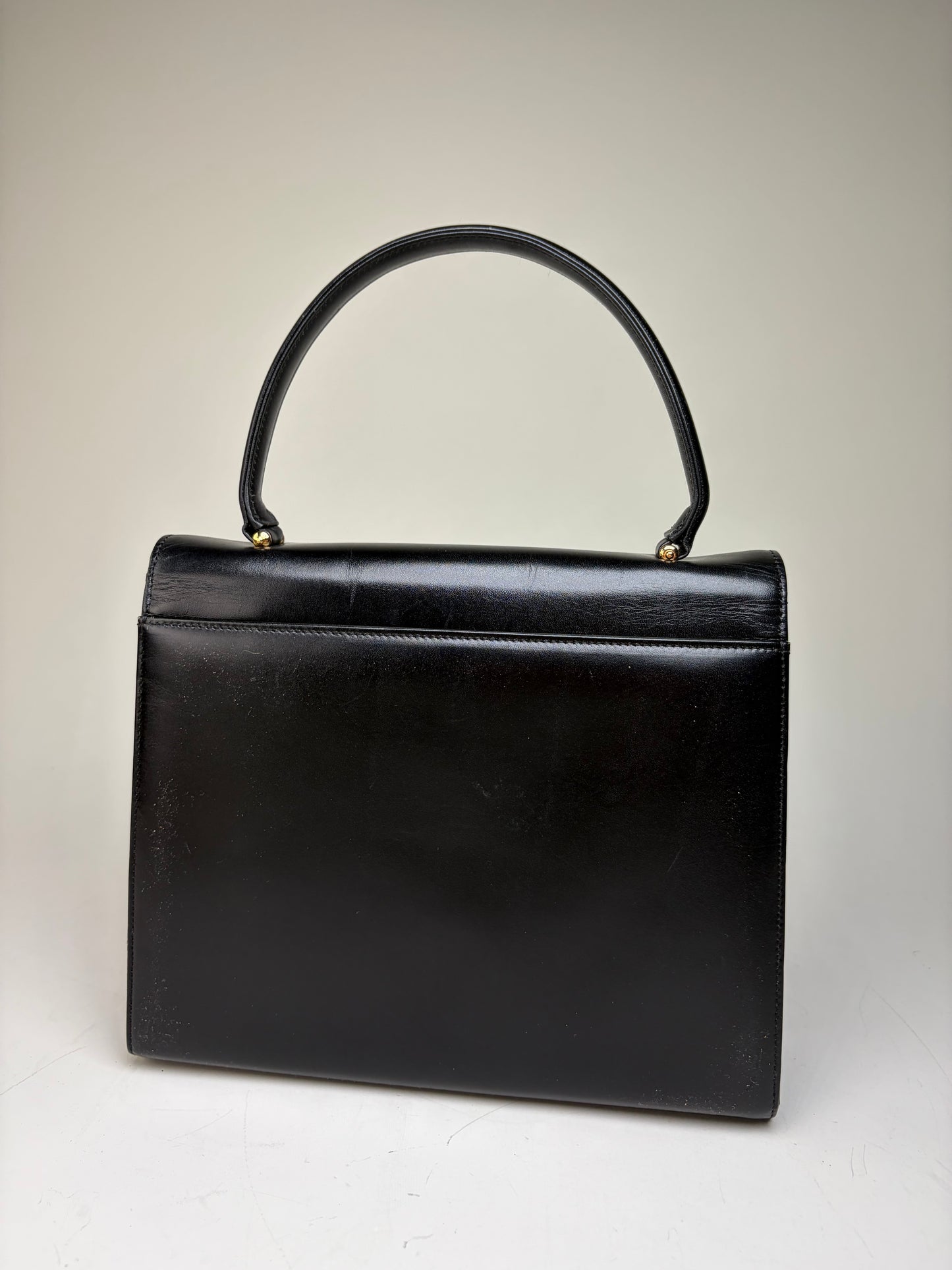 Vintage Givenchy Structured Leather Bag Black Gold