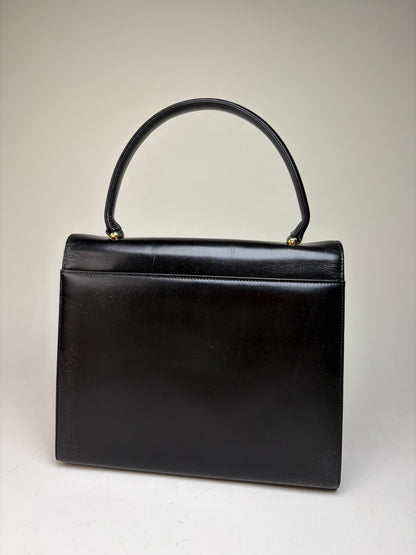 Vintage Givenchy Structured Leather Bag Black Gold