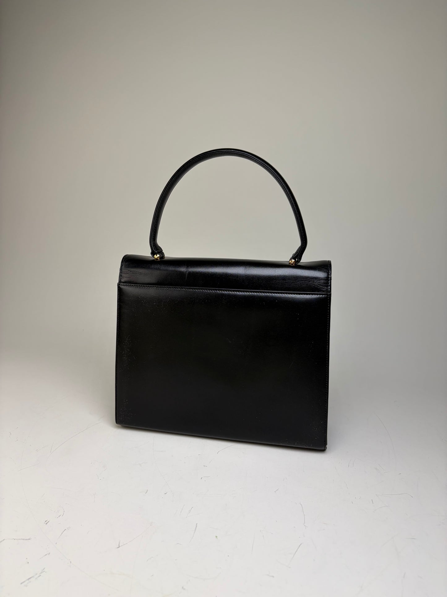 Vintage Givenchy Structured Leather Bag Black Gold