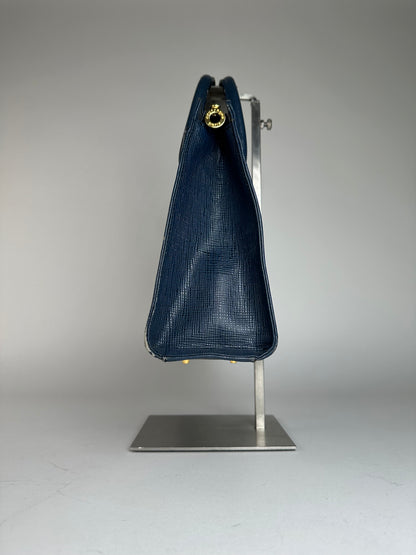 Vintage Courreges Leather Handbag Blue