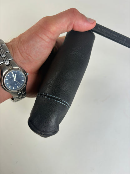 Vintage Celine Textured Leather Zip Pouch Black Silver