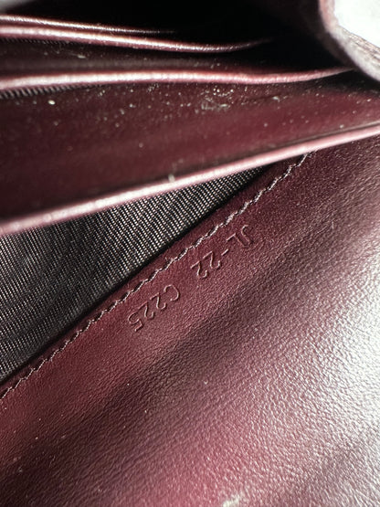 Vintage Ferragamo Gancini Pebbled Leather Bifold Wallet Late 1990s Burgundy