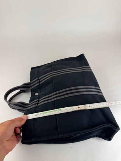 Sac cabas vintage Hermès en toile noire