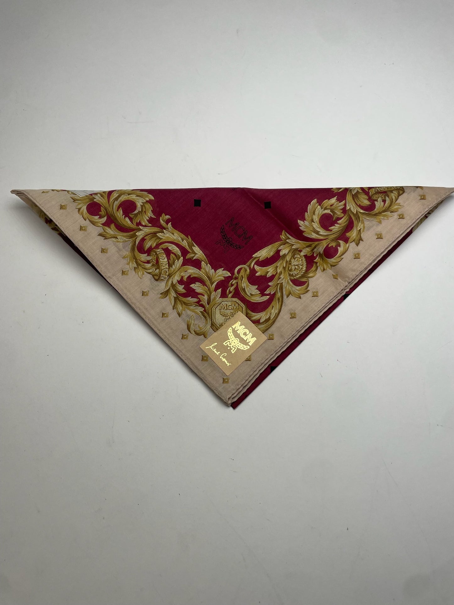 Vintage MCM Monogram Dcarf Purple Gold Black