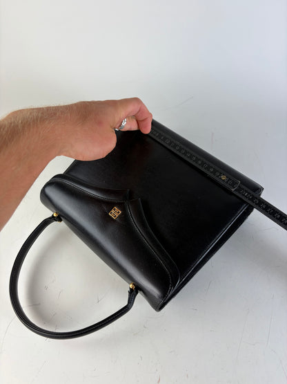 Vintage Givenchy Structured Leather Bag Black Gold