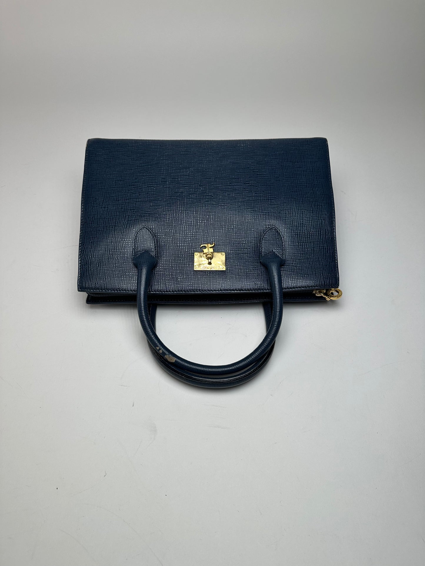 Vintage Courreges Leather Handbag Blue