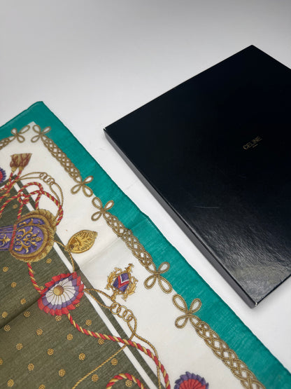 Vintage Celine Scarf Green White