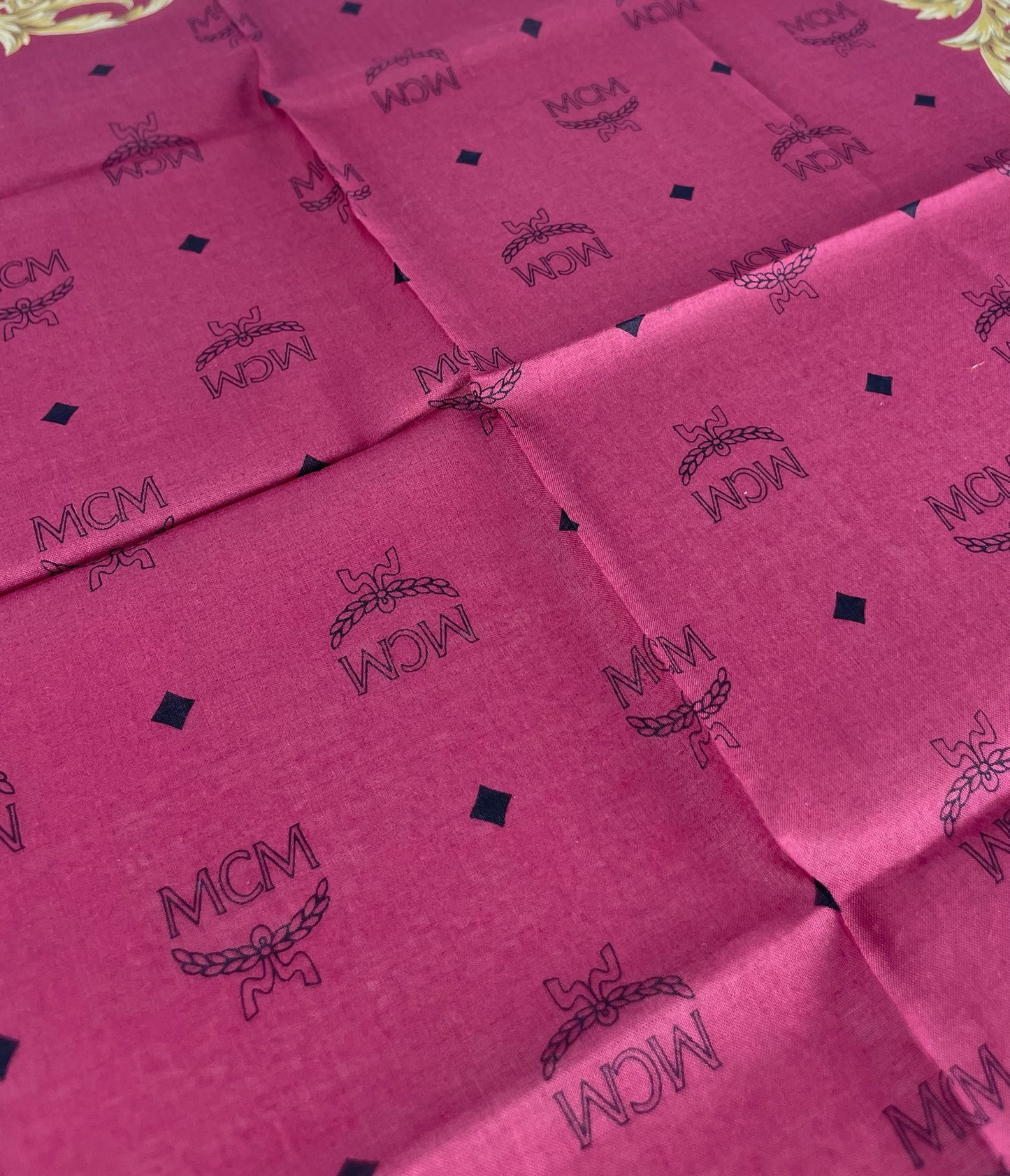 Vintage MCM Monogram Dcarf Purple Gold Black