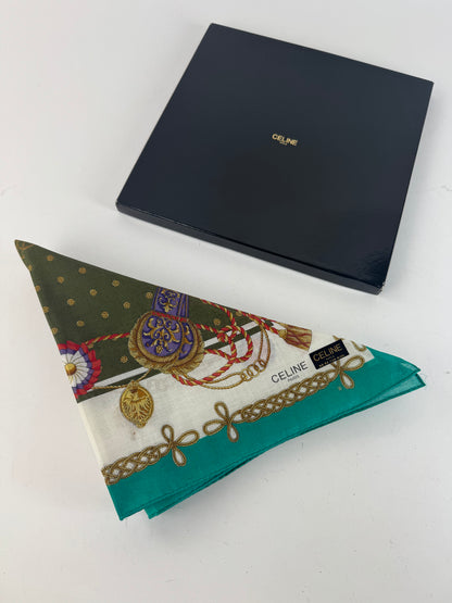 Vintage Celine Scarf Green White